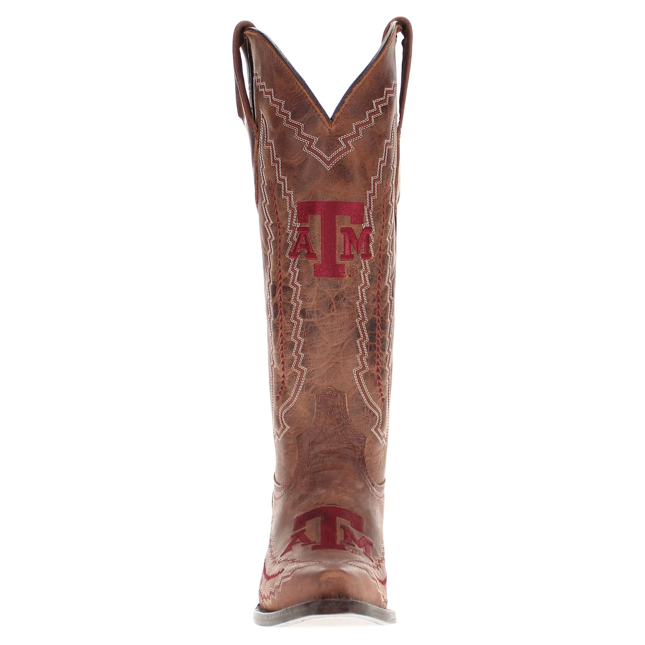 Women's Texas A&M University Aggies Cowgirl Boots | Brown Snip Toe Boots | Officially Licensed | Naomi