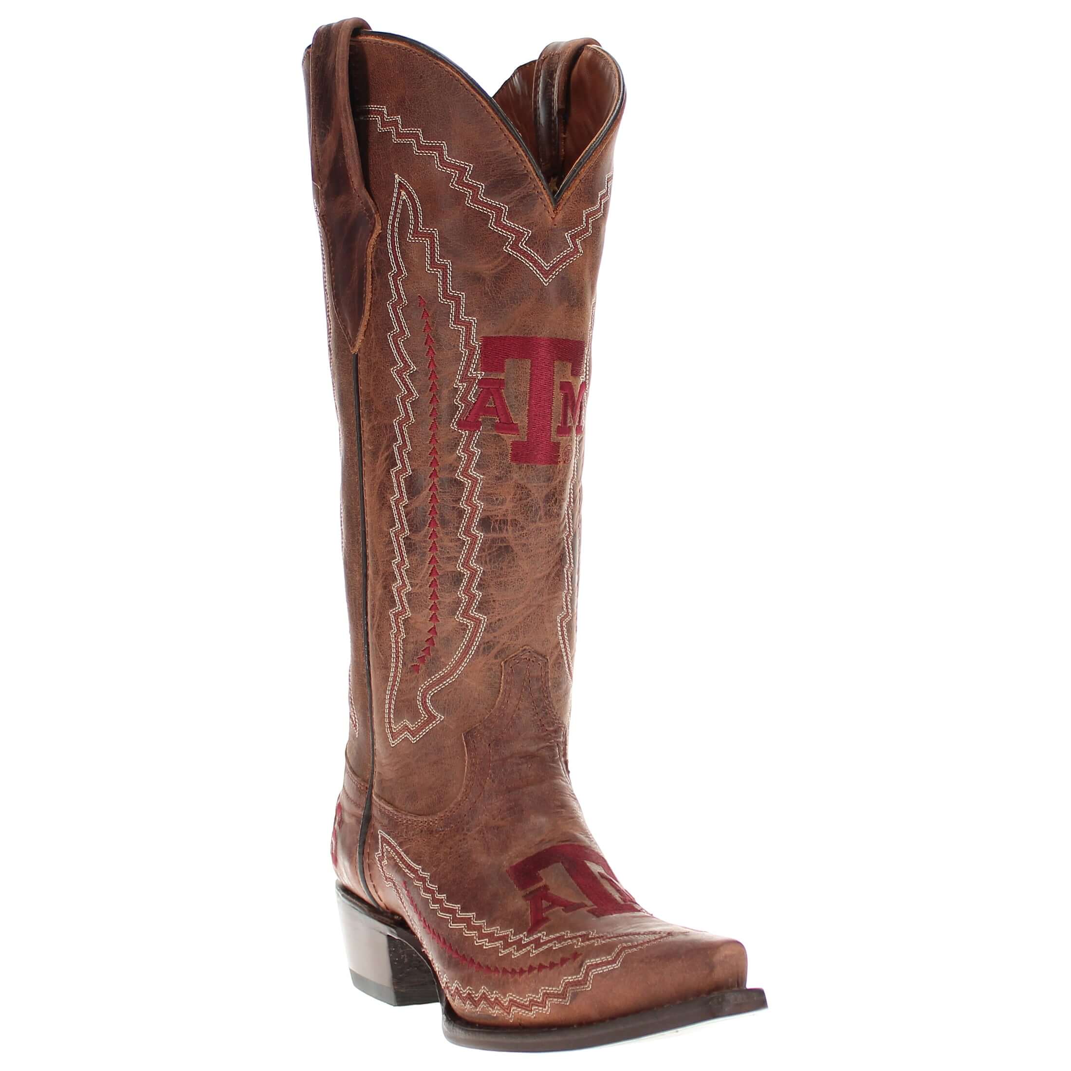 Women's Texas A&M University Aggies Cowgirl Boots | Brown Snip Toe Boots | Officially Licensed | Naomi