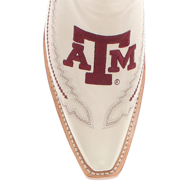Women's Texas A&M Aggies Cowgirl Boots | TAMU White Snip Toe Boots | Officially Licensed | Naomi