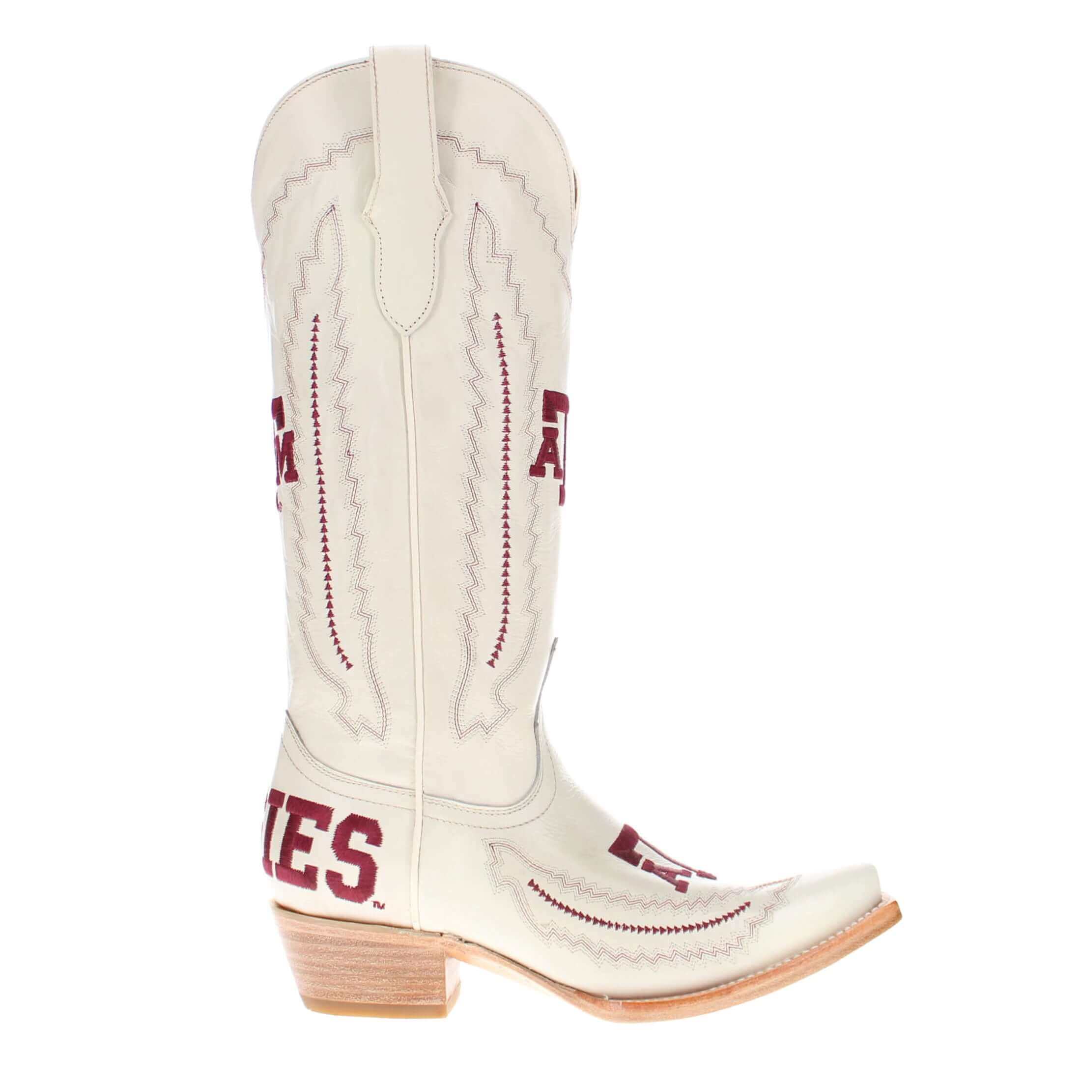 Women's Texas A&M Aggies Cowgirl Boots | TAMU White Snip Toe Boots | Officially Licensed | Naomi