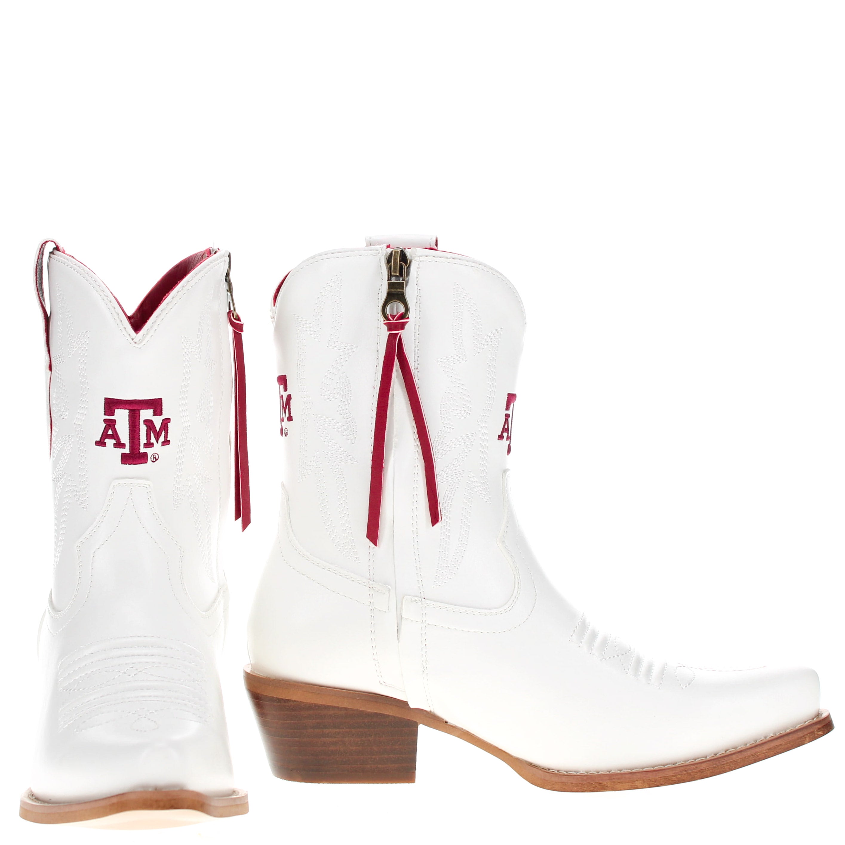 Women's Texas A&M University White Cowgirl Boots with Color Tassel Lynn by V by Vaccari