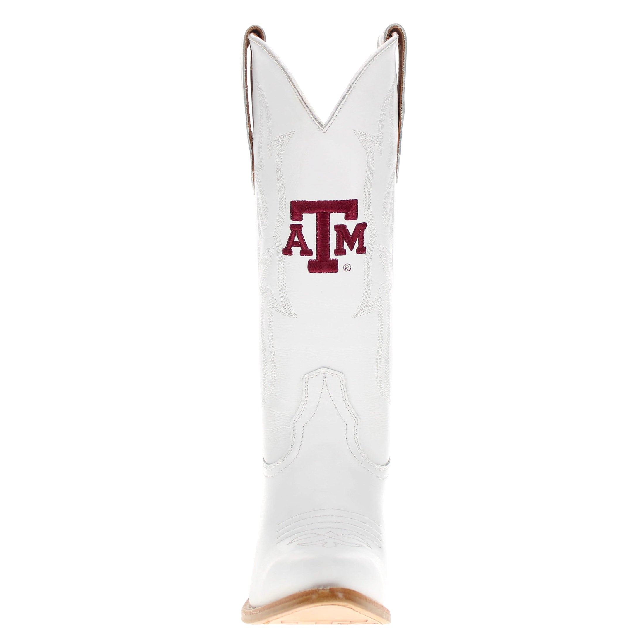 Women's Texas A&M Aggies All White Pointed Toe Cowgirl Boots Leighton Vaccari University