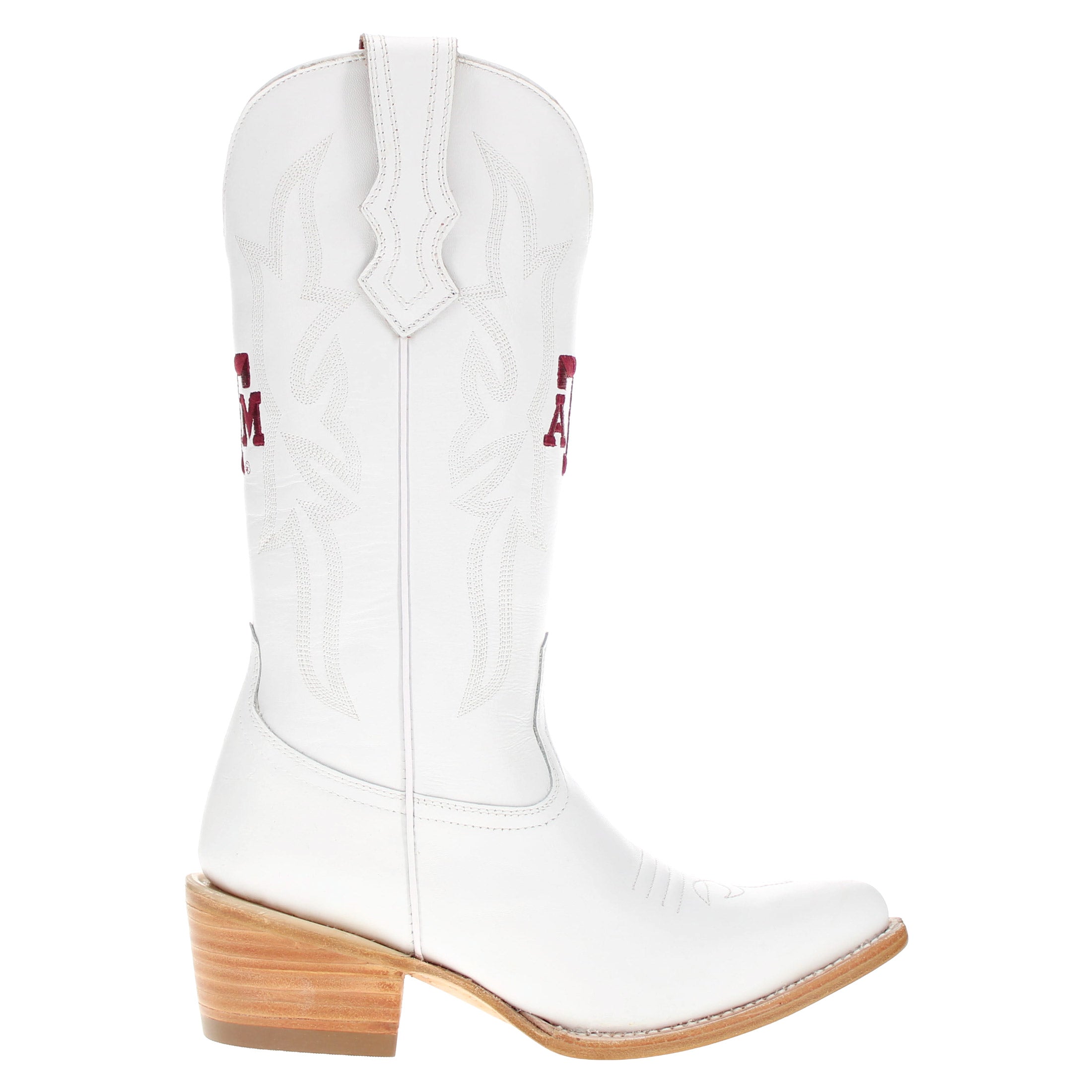 Women's Texas A&M Aggies All White Pointed Toe Cowgirl Boots Leighton Vaccari University