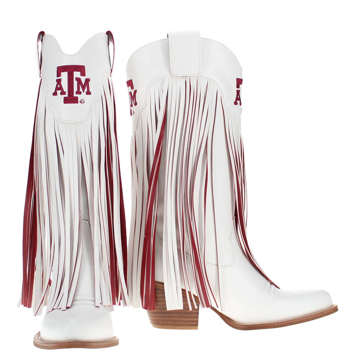 Texas A&M University Kacey White Fringe Boot By V By Vaccari