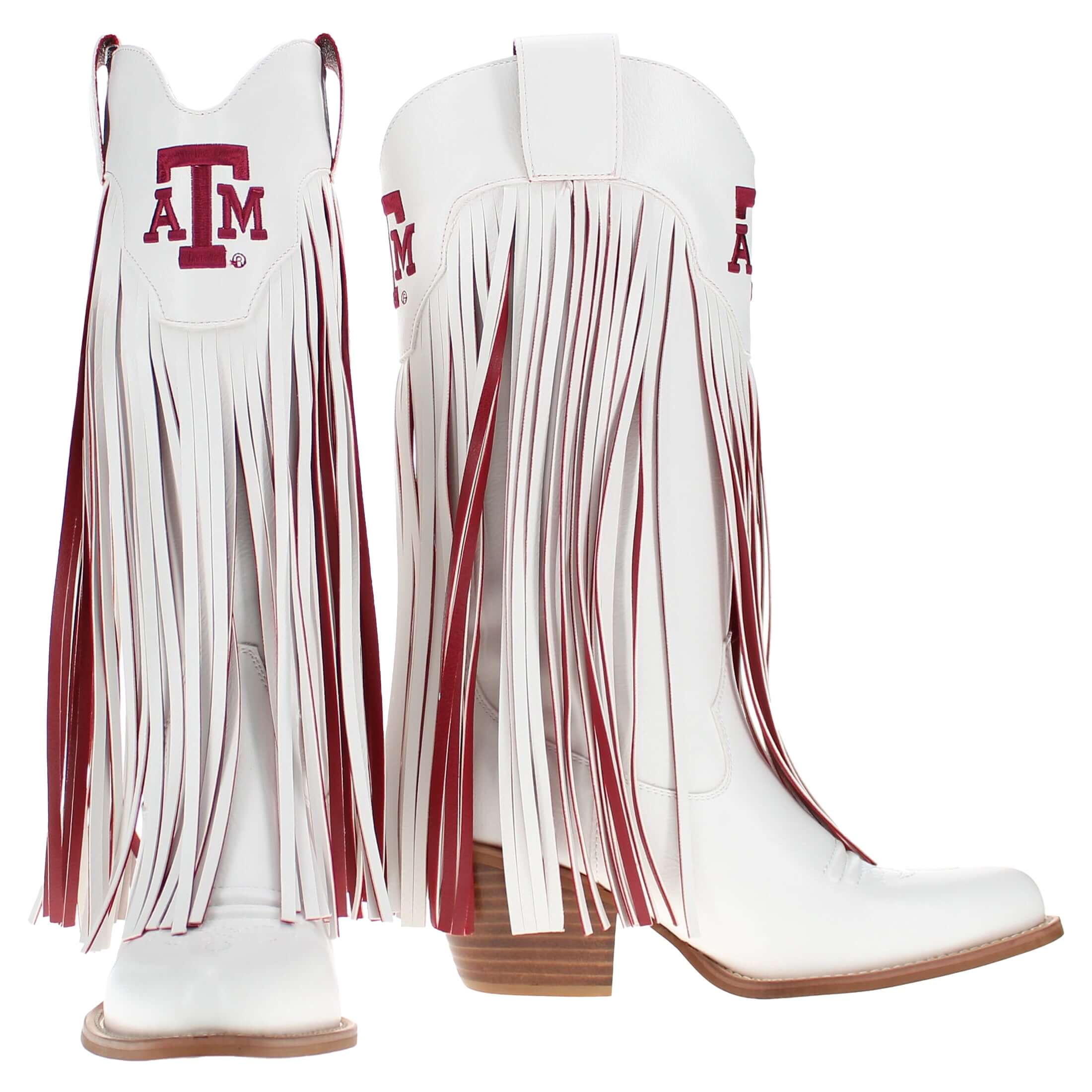 Texas A&M University Kacey White Fringe Boot By V By Vaccari