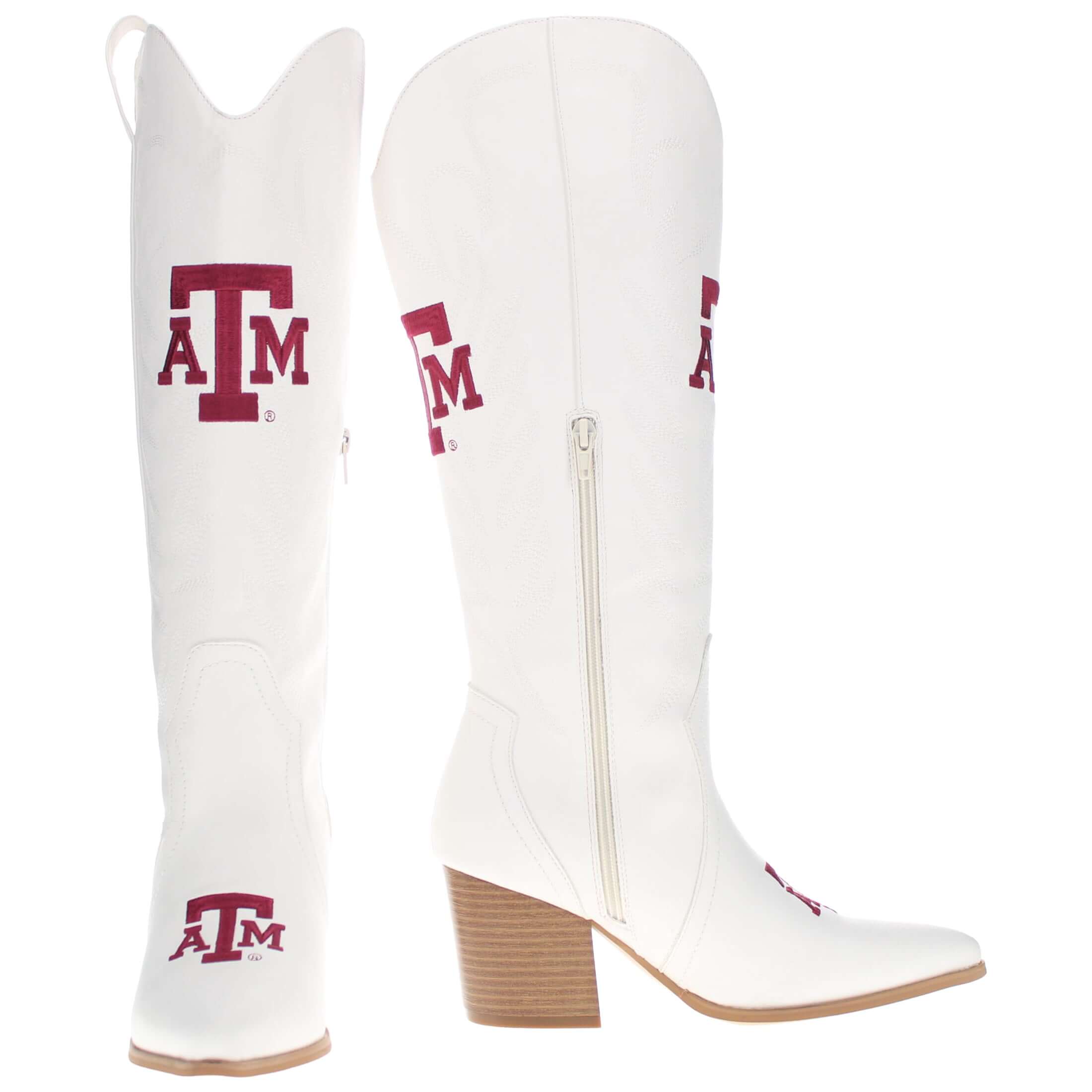 Texas A&M University Blair Tall White Boot By V By Vaccari