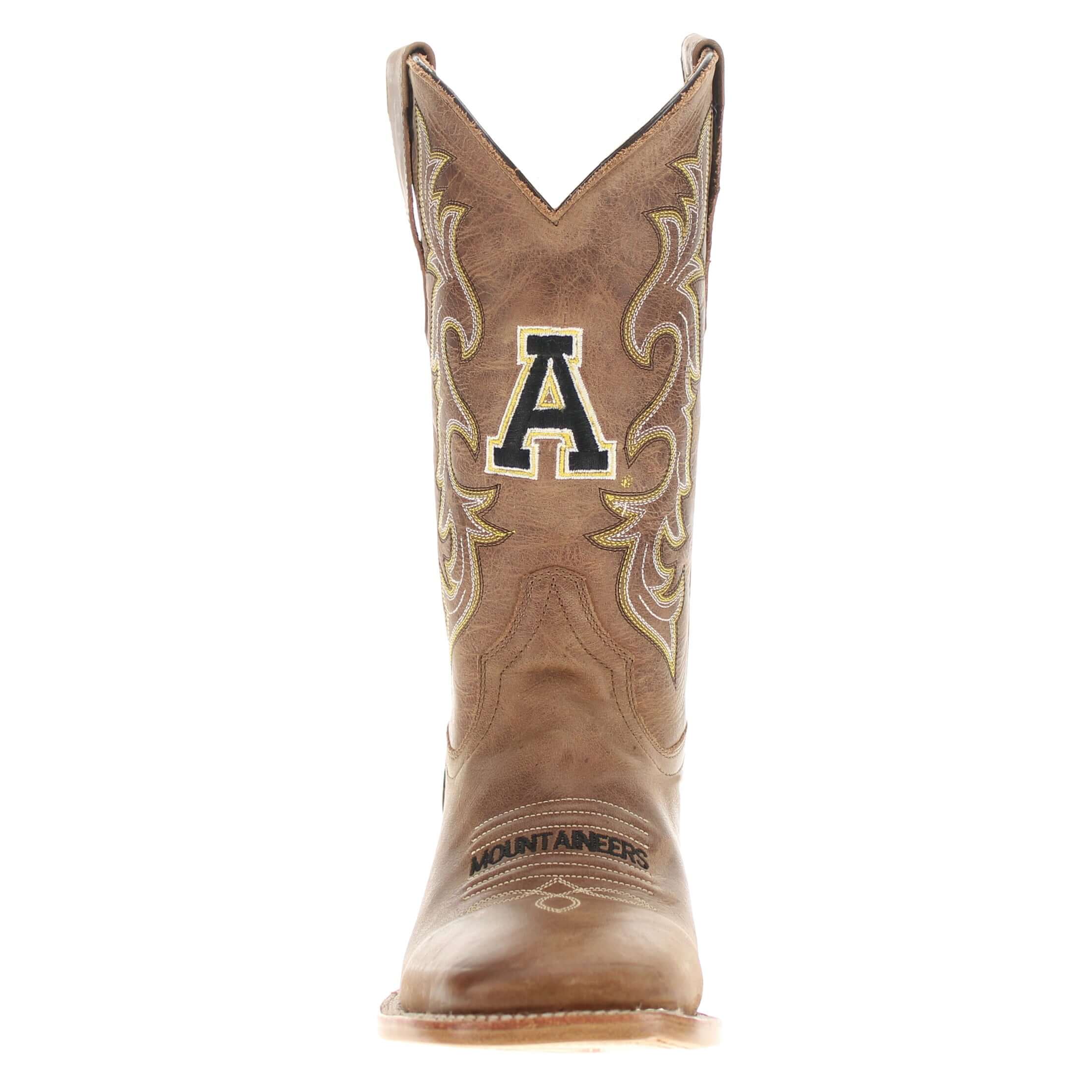 Men's Appalachian State University Tan Sqaure Toe Cowboy Boots by Vaccari