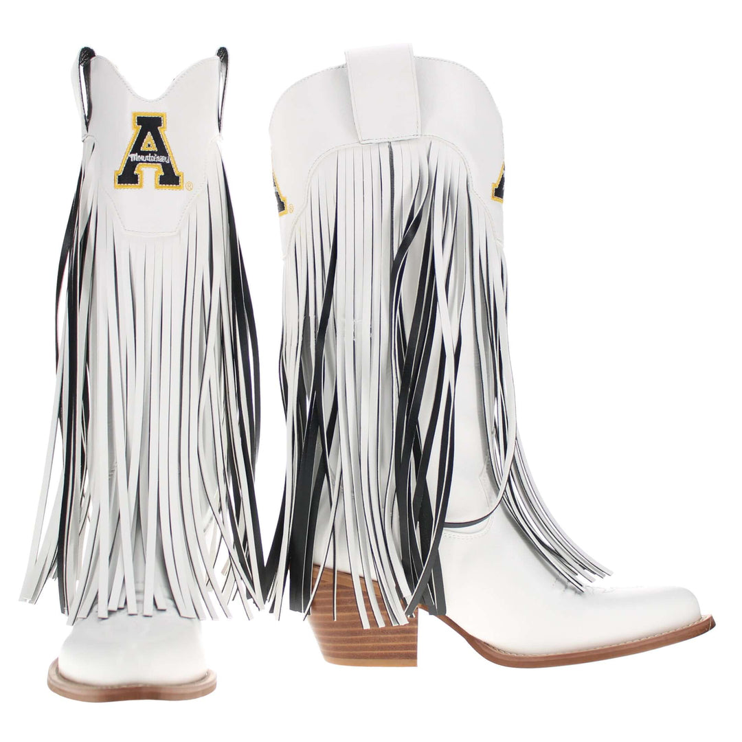 Appalachian State University Kacey White Fringe Boot By V By Vaccari