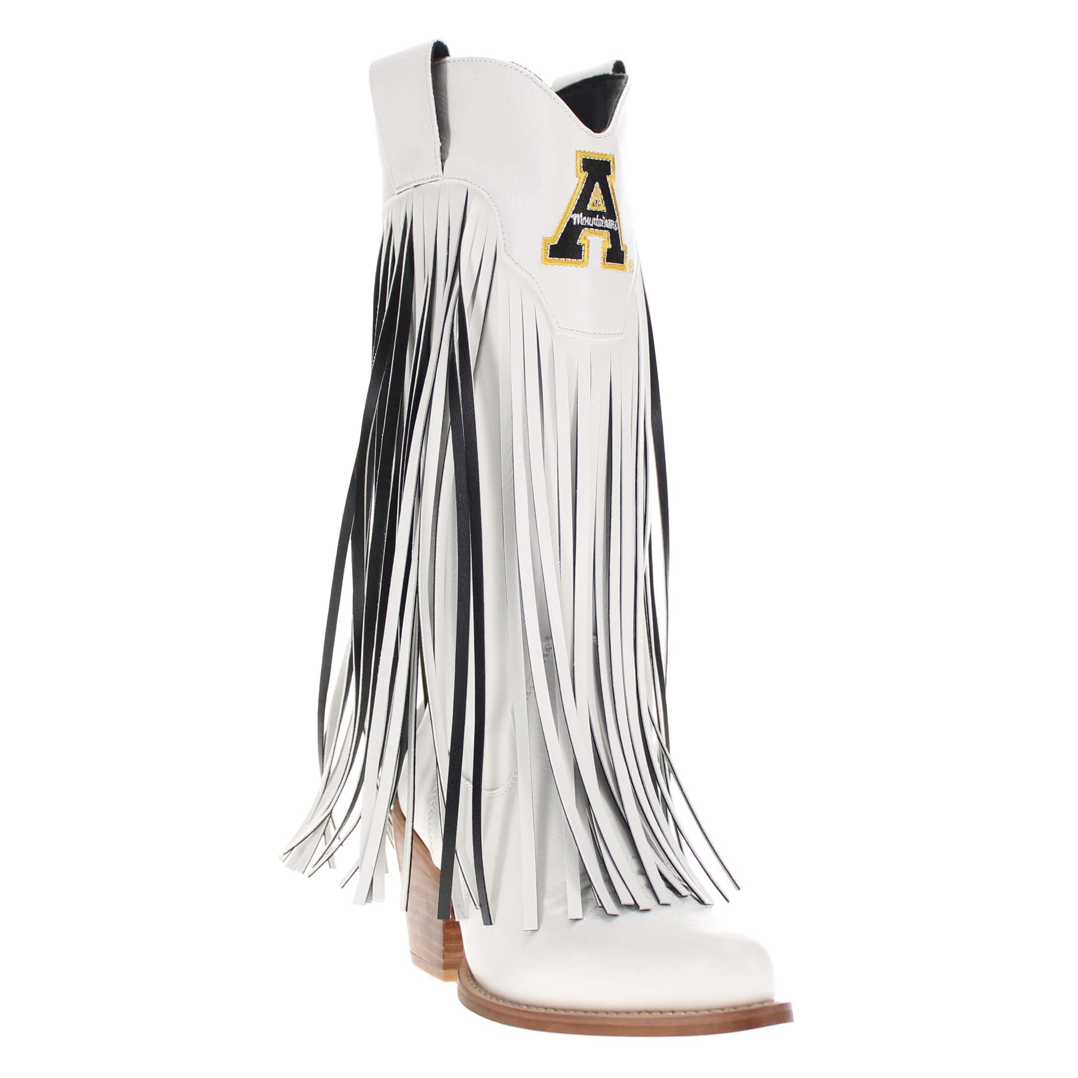 Appalachian State University Kacey White Fringe Boot By V By Vaccari