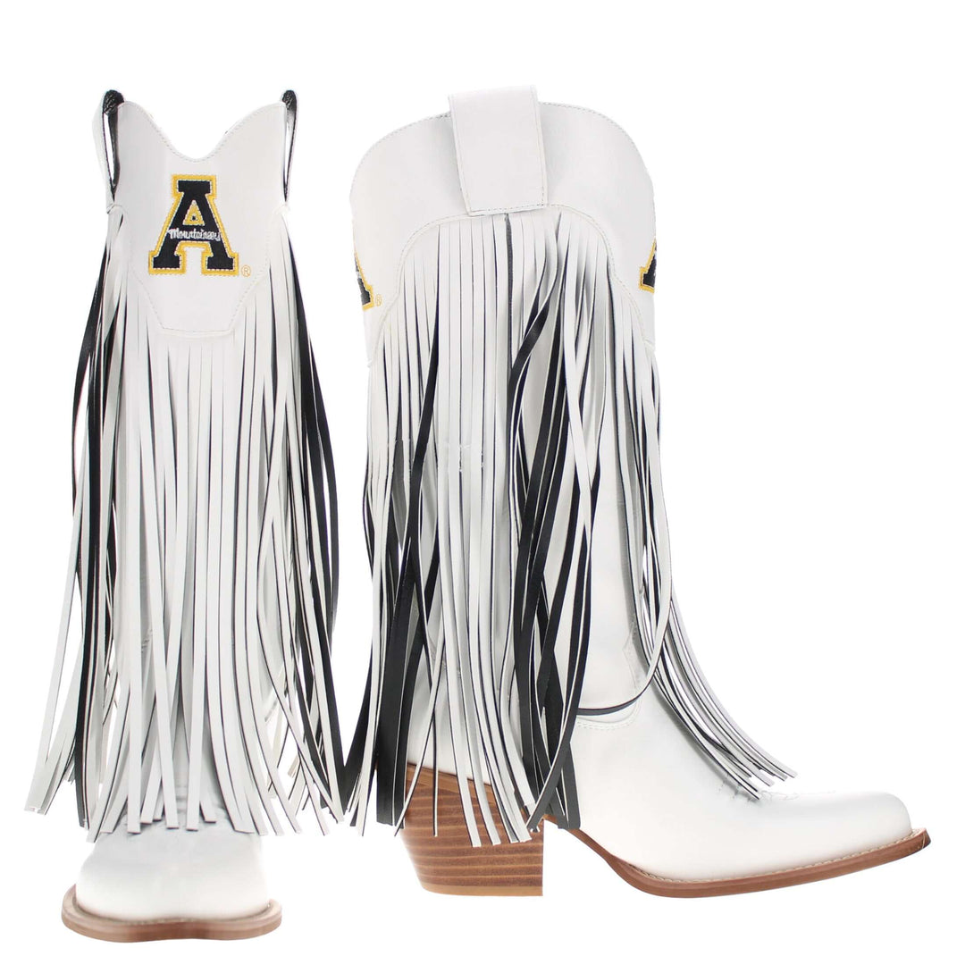 Appalachian State University Kacey White Fringe Boot By V By Vaccari