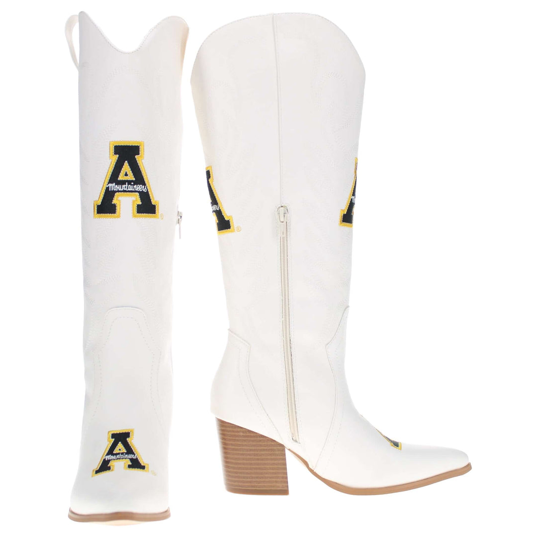 Appalachain State University Blair Tall White Boot By V By Vaccari