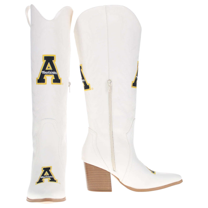 Appalachain State University Blair Tall White Boot By V By Vaccari