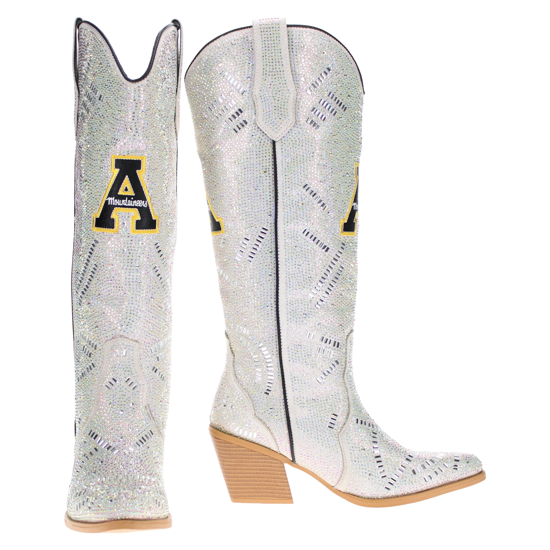 Women's App State University Natural Tall Bling Cowgirl Boots Amber by V by Vaccari