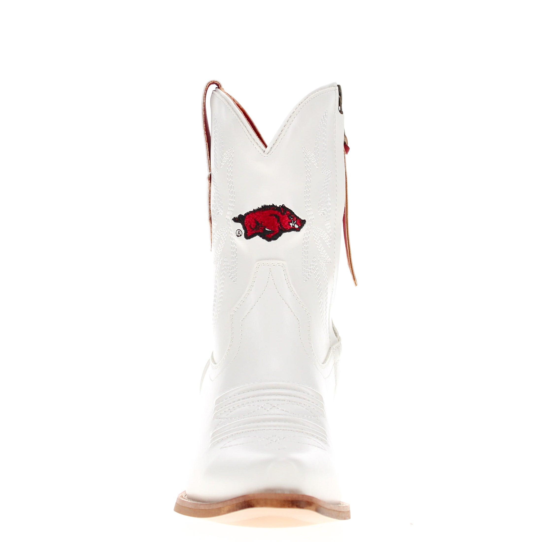 Women's University of Arkansas White Cowgirl Boots with Color Tassel Lynn by V by Vaccari