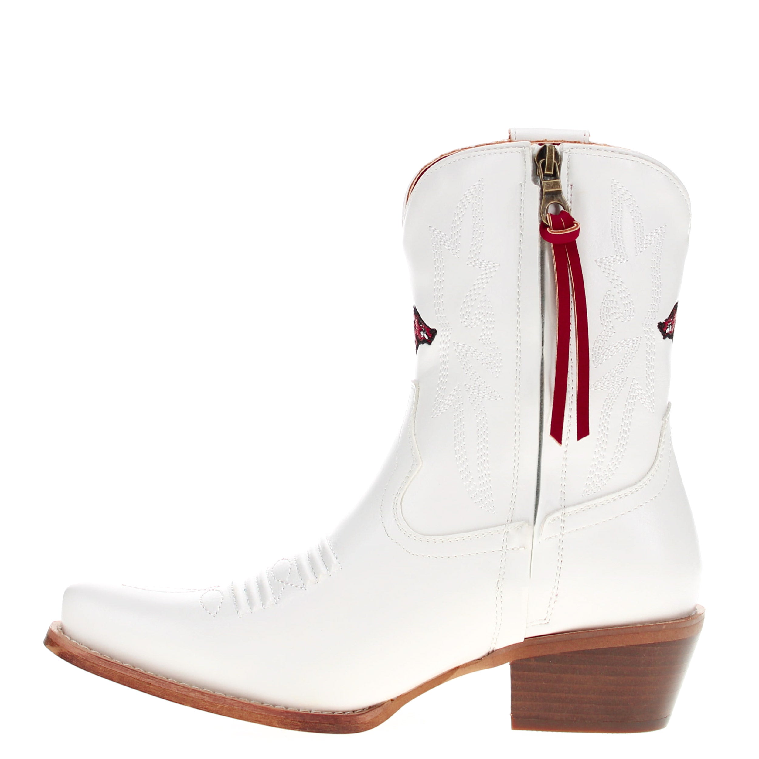 Women's University of Arkansas White Cowgirl Boots with Color Tassel Lynn by V by Vaccari