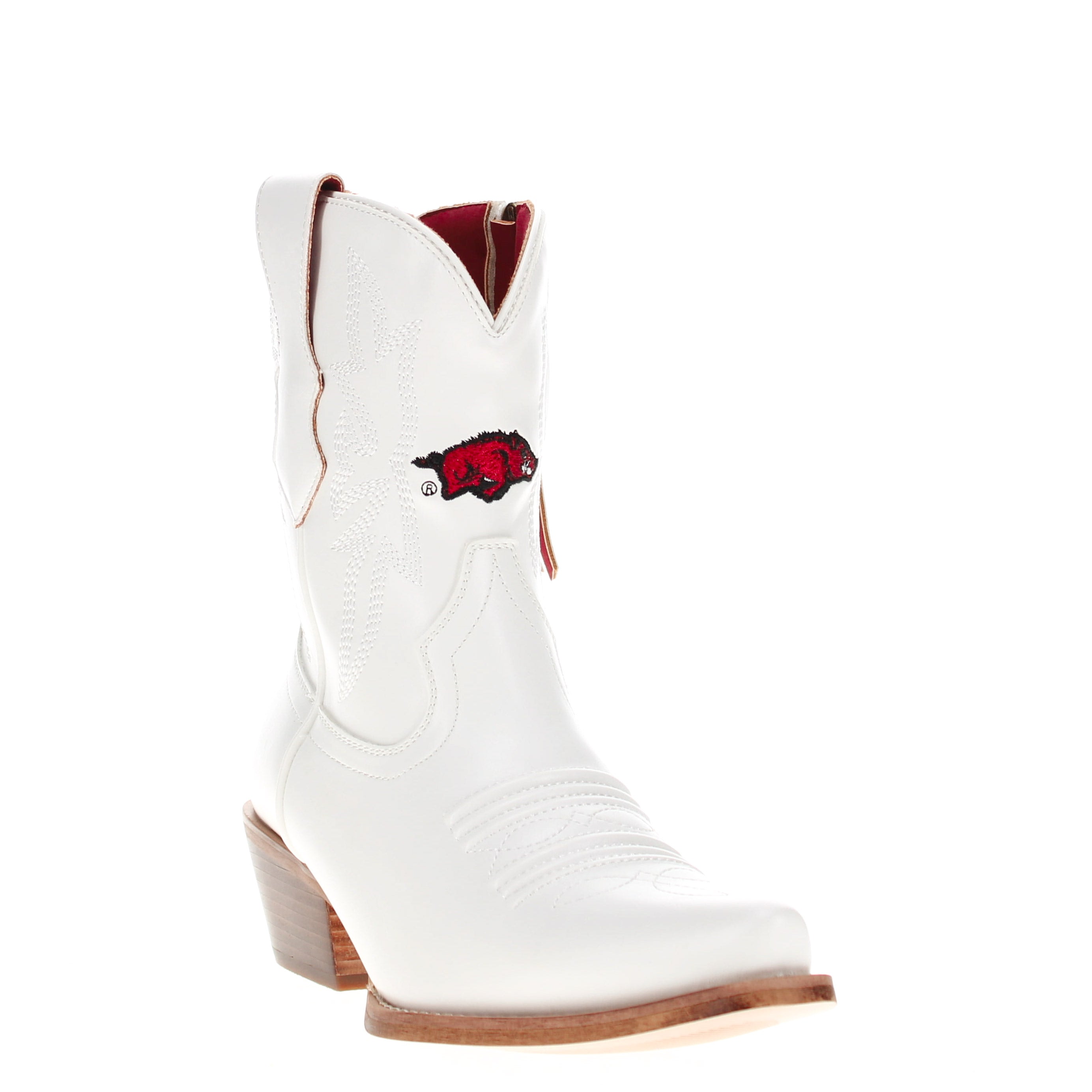 Women's University of Arkansas White Cowgirl Boots with Color Tassel Lynn by V by Vaccari
