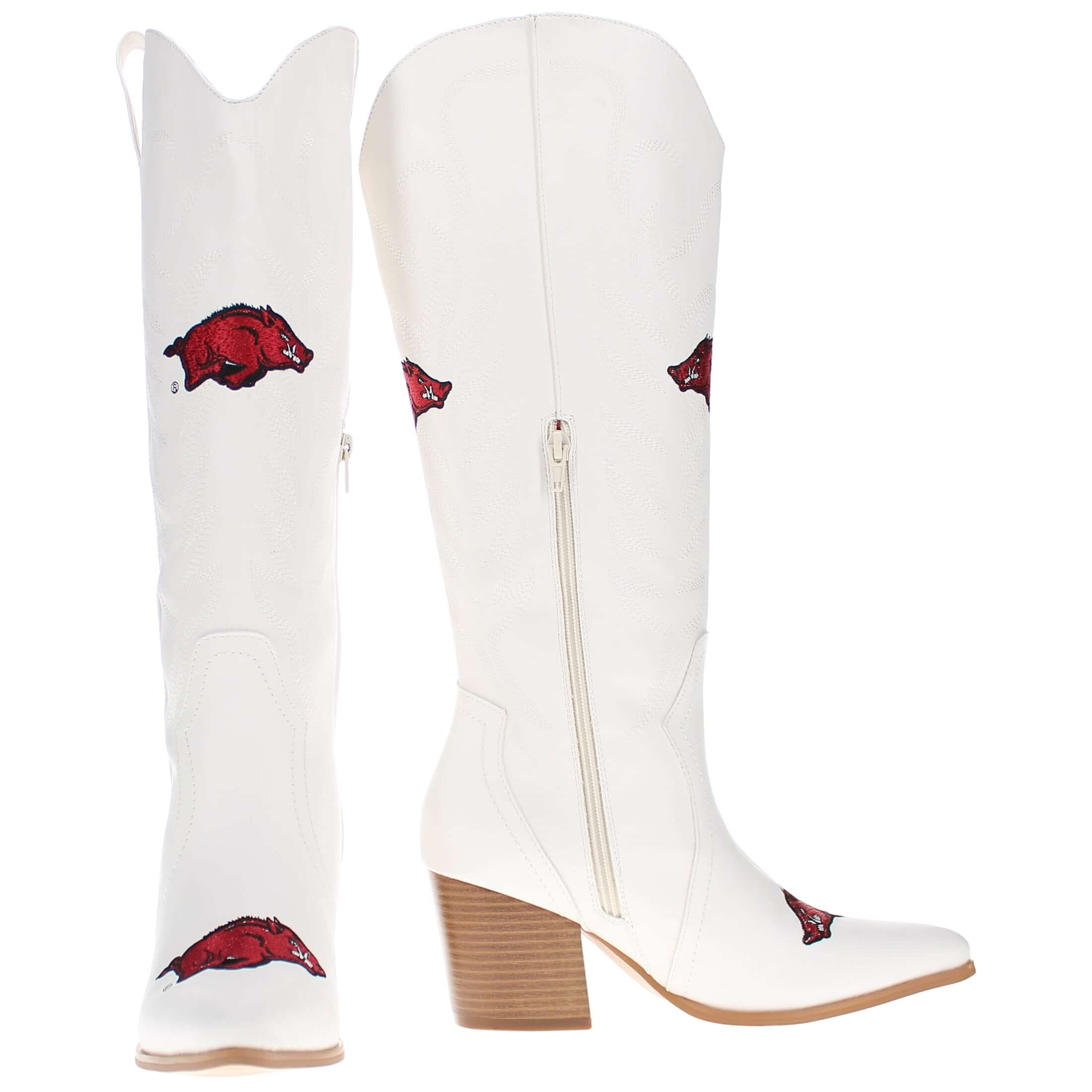 University of Arkansas Blair Tall White Boot By V By Vaccari