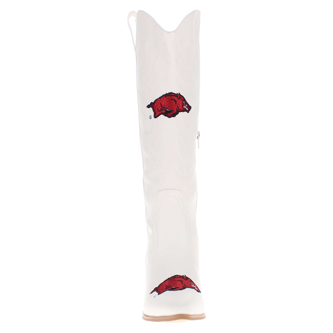 University of Arkansas Blair Tall White Boot By V By Vaccari