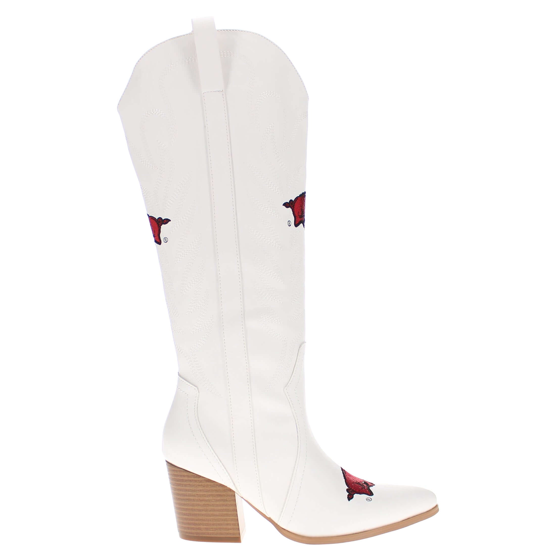 University of Arkansas Blair Tall White Boot By V By Vaccari