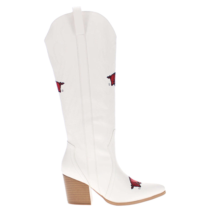 University of Arkansas Blair Tall White Boot By V By Vaccari