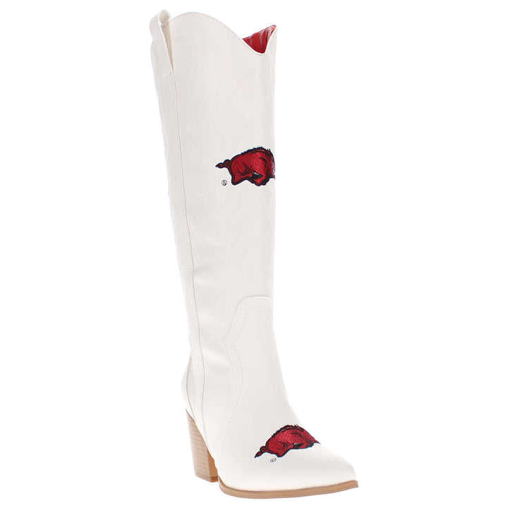 University of Arkansas Blair Tall White Boot By V By Vaccari