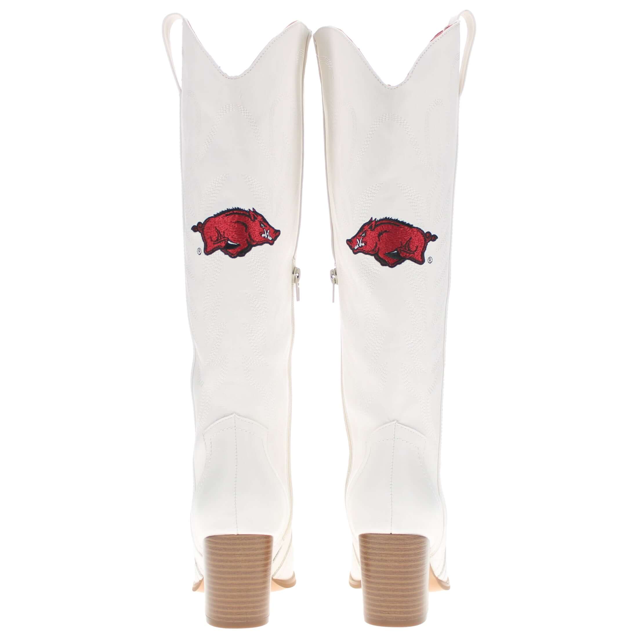 University of Arkansas Blair Tall White Boot By V By Vaccari
