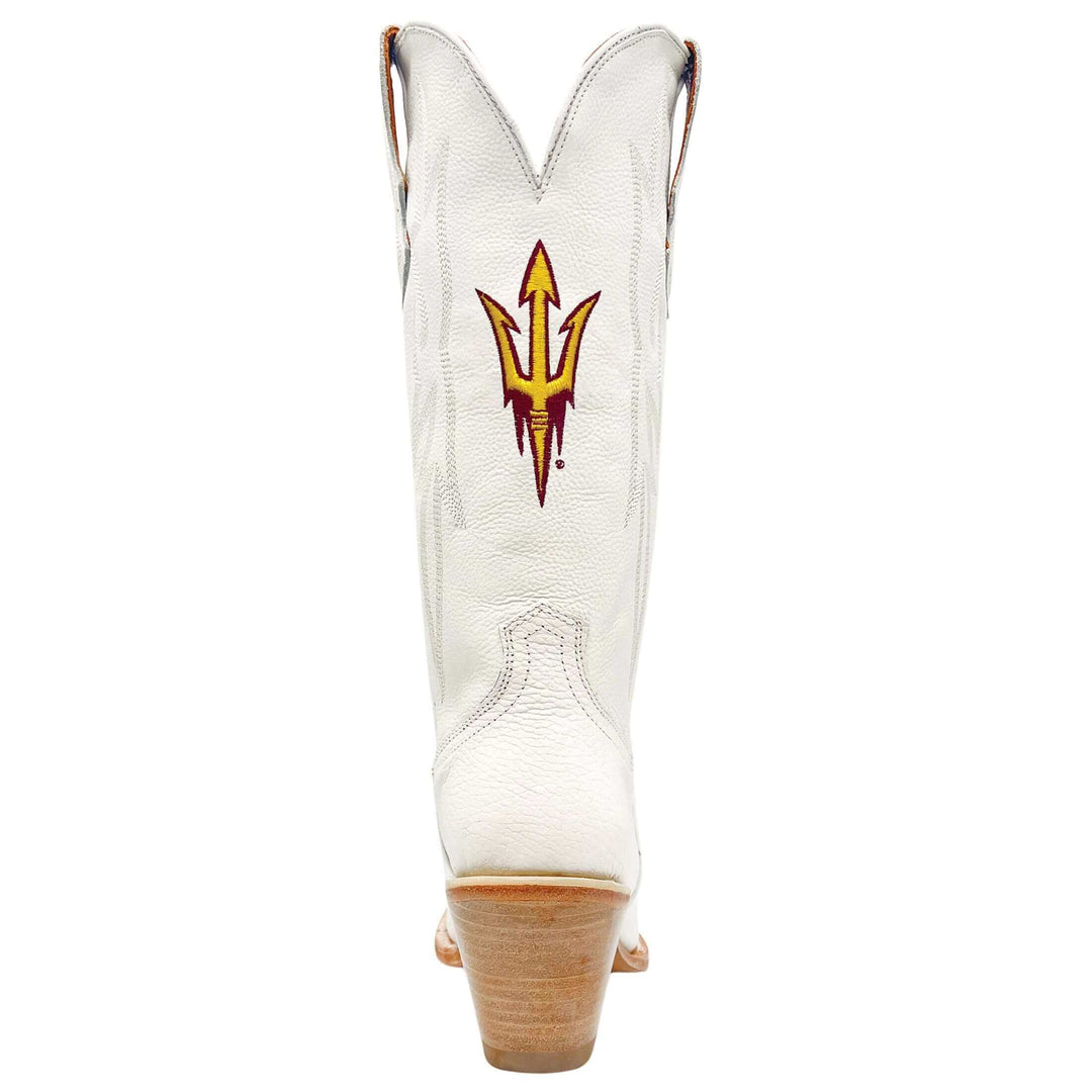 Women's Arizona State University Sun Devils All White Pointed Toe Cowgirl Boots Leighton by Vaccari