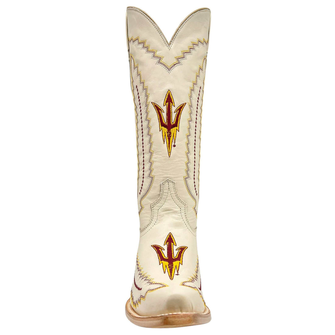 Women's University of Arizona State Sundevils Cowgirl Boots | ASU White Snip Toe Boots | Officially Licensed | Naomi
