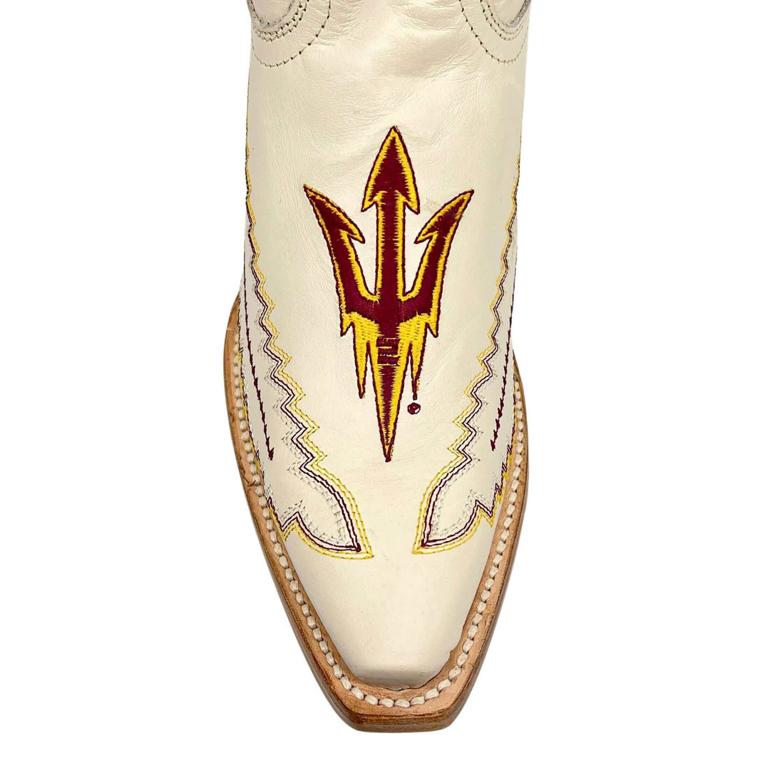 Women's University of Arizona State Sundevils Cowgirl Boots | ASU White Snip Toe Boots | Officially Licensed | Naomi