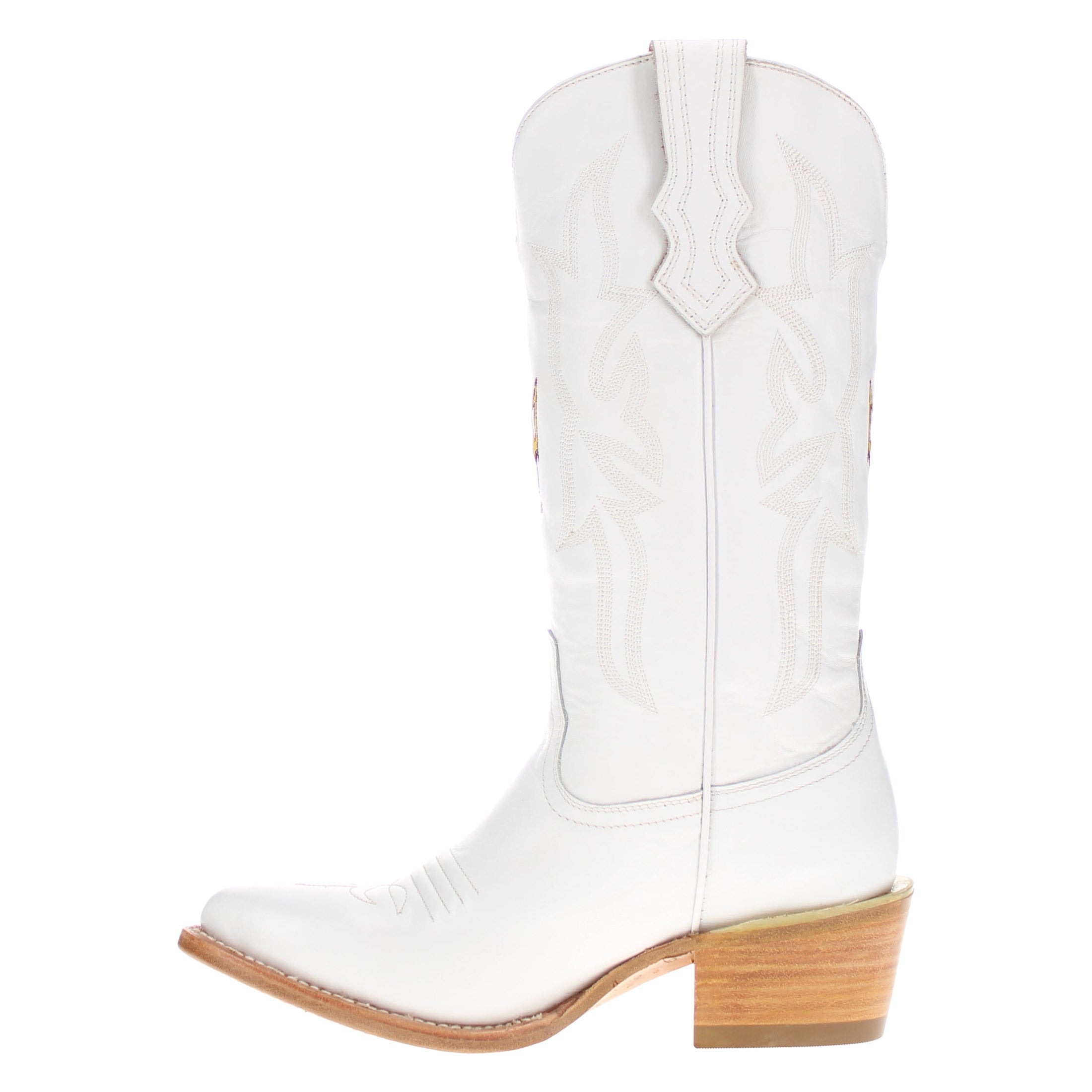 Women's Arizona State University All White Pointed Toe Cowgirl Boots Leighton Vaccari University