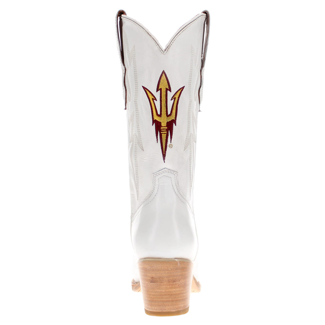 Women's Arizona State University All White Pointed Toe Cowgirl Boots Leighton Vaccari University