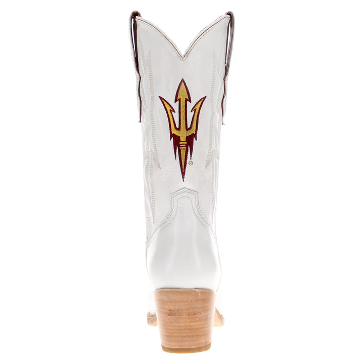 Women's Arizona State University All White Pointed Toe Cowgirl Boots Leighton Vaccari University