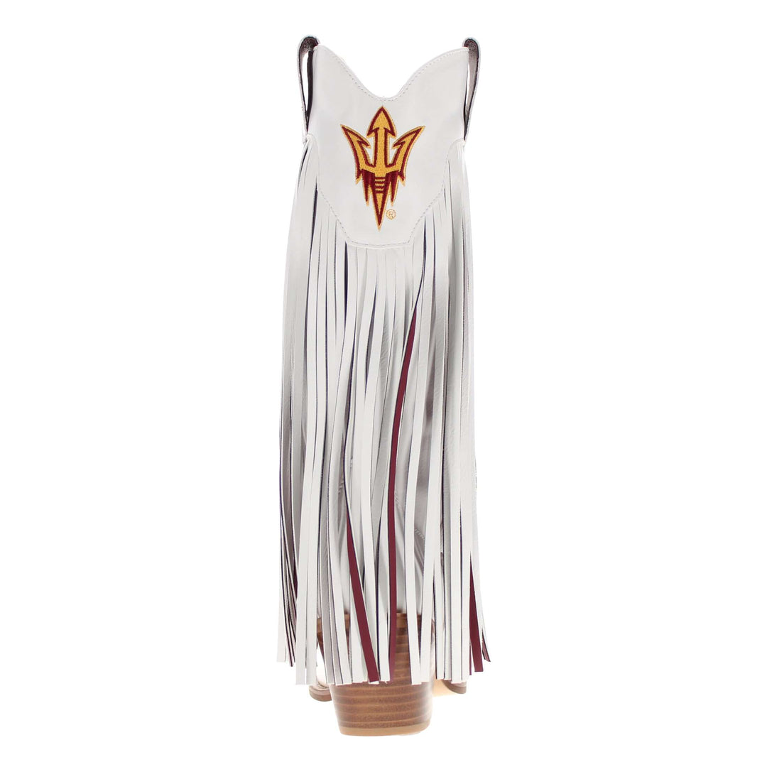Azriona State University Kacey White Fringe Boot By V By Vaccari