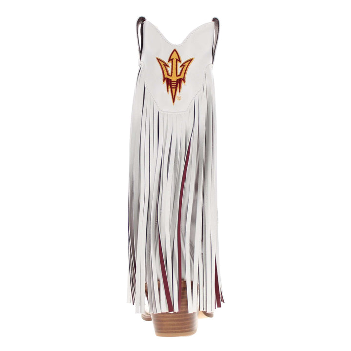 Azriona State University Kacey White Fringe Boot By V By Vaccari