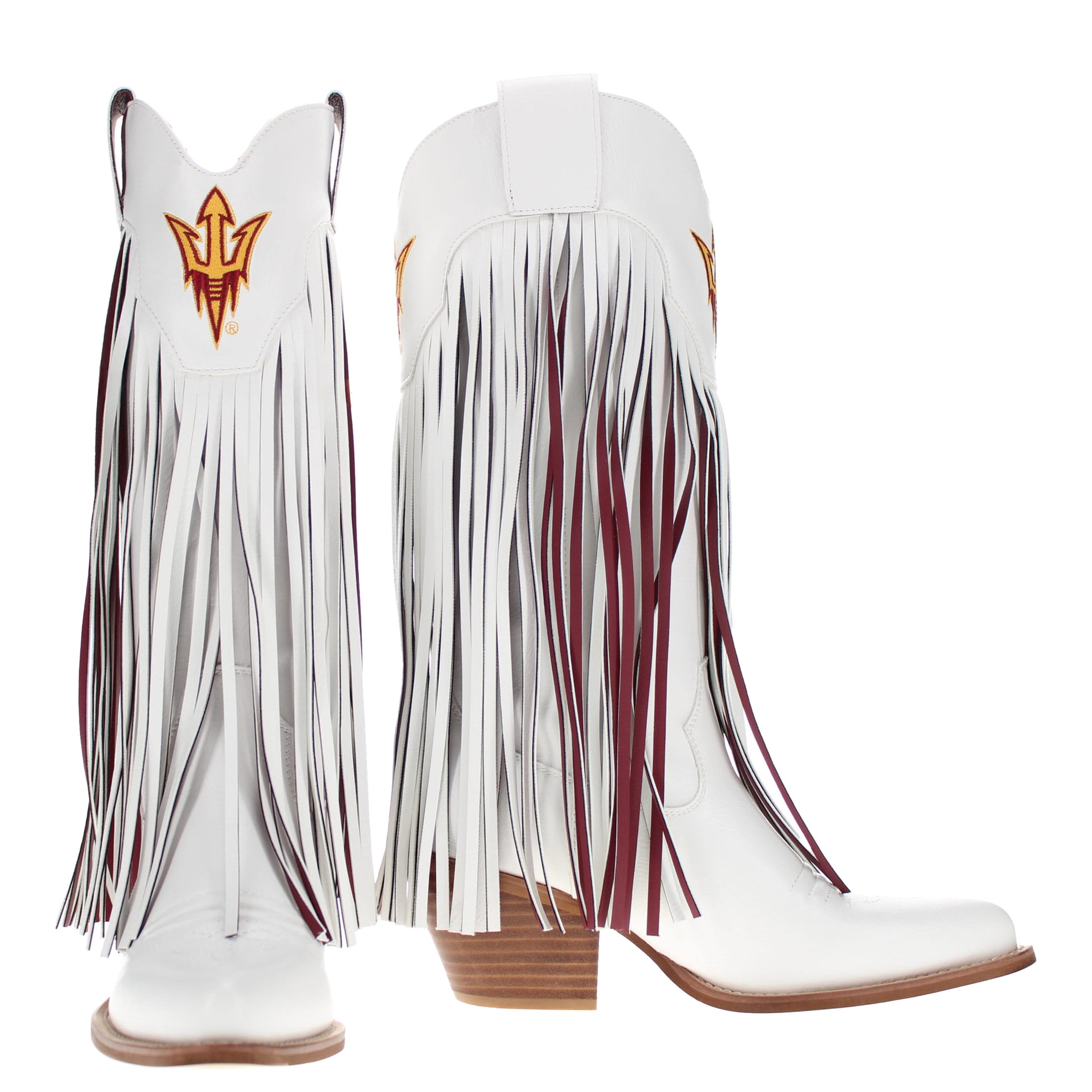 Azriona State University Kacey White Fringe Boot By V By Vaccari
