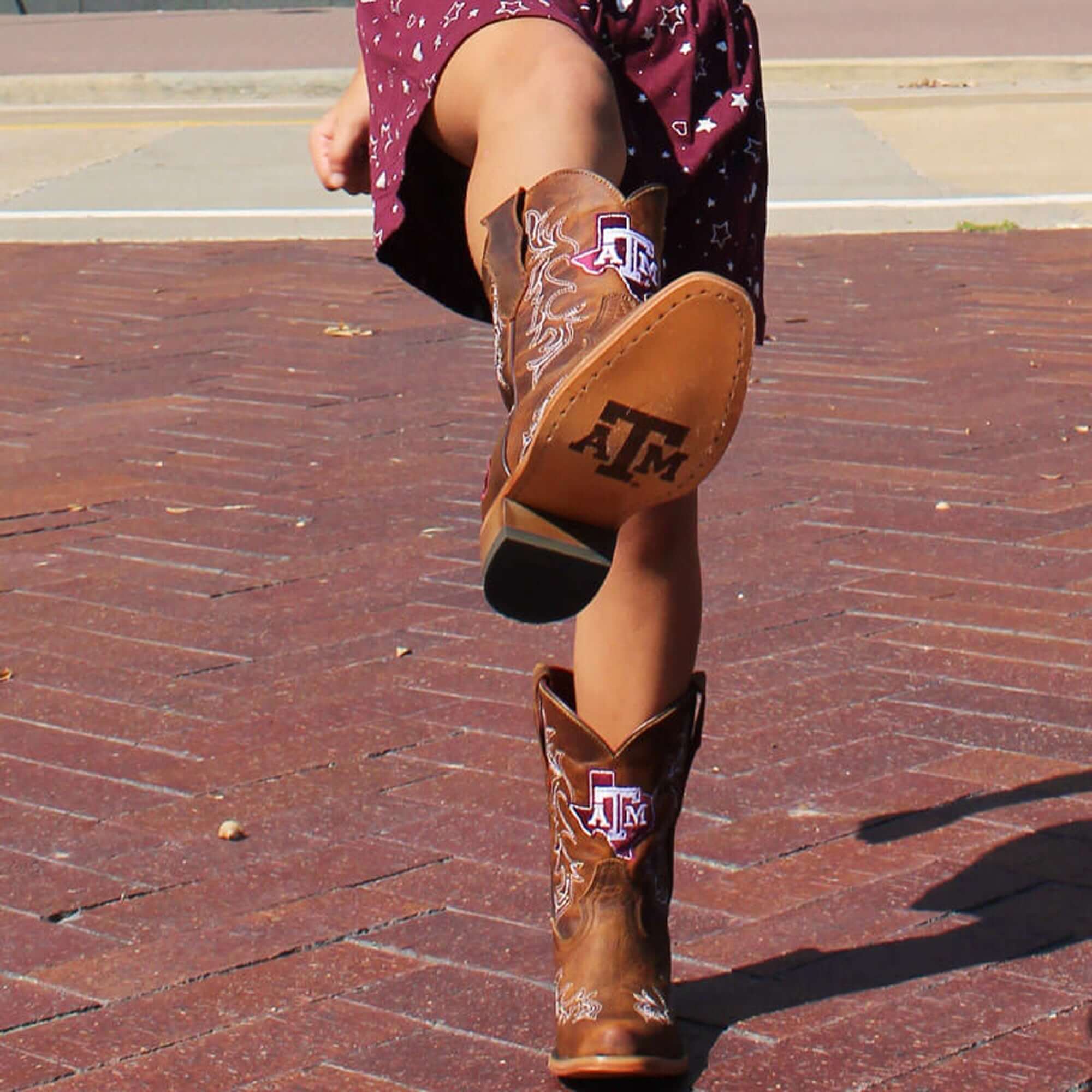 Kid's Amelia Texas A&M University Brass Studs Cowgirl Boots by Vaccari