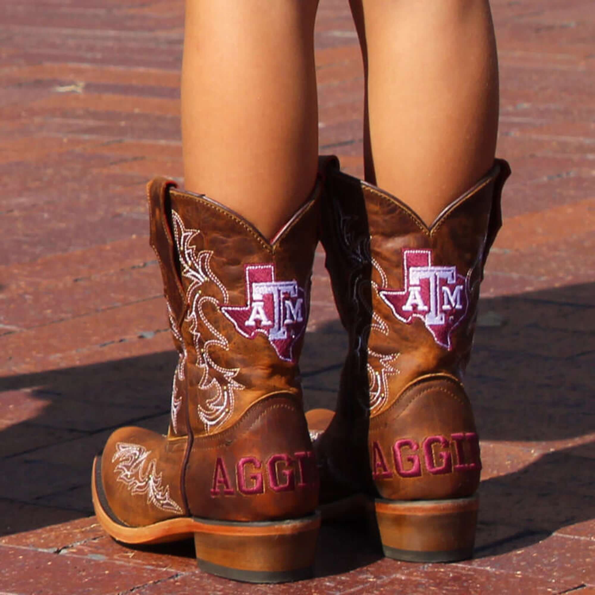 Kid's Amelia Texas A&M University Brass Studs Cowgirl Boots by Vaccari