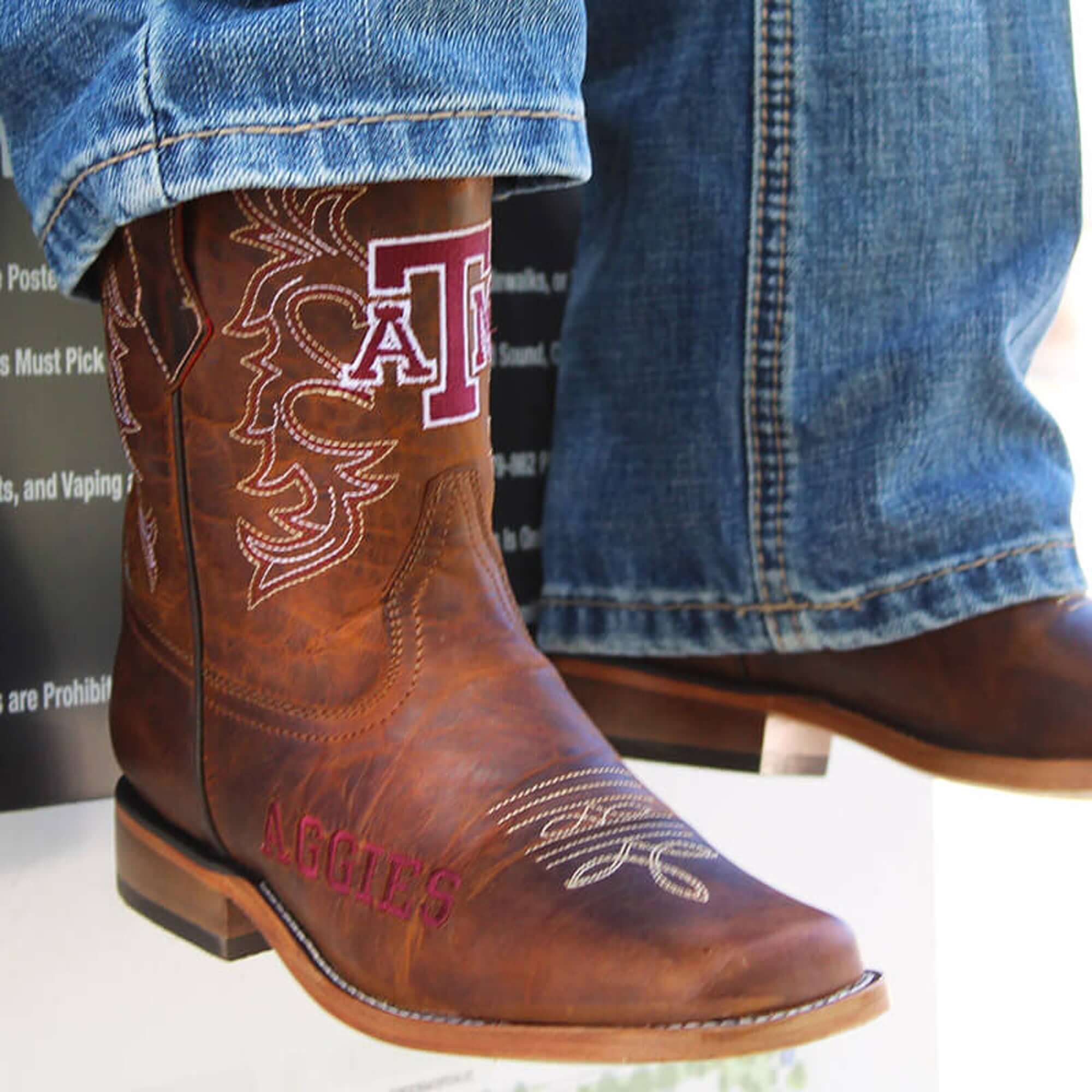 Kid's Blake Texas A&M University Brown Cowboy Boots by Vaccari