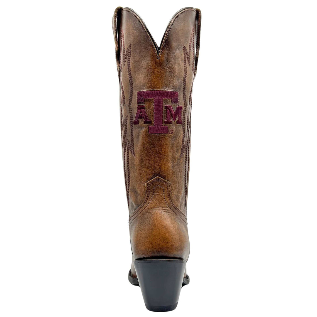 Women's Texas A&M Aggies Brown Pointed Toe Cowgirl Boots Chelsie by Vaccari