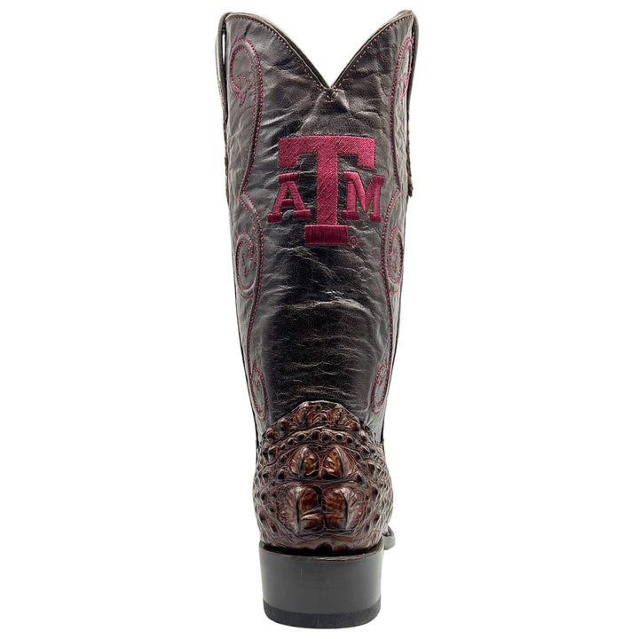 Men's University of Texas A&M Aggies Mocha JW Toe Hornback American Alligator Cowboy Boots David by Vaccari