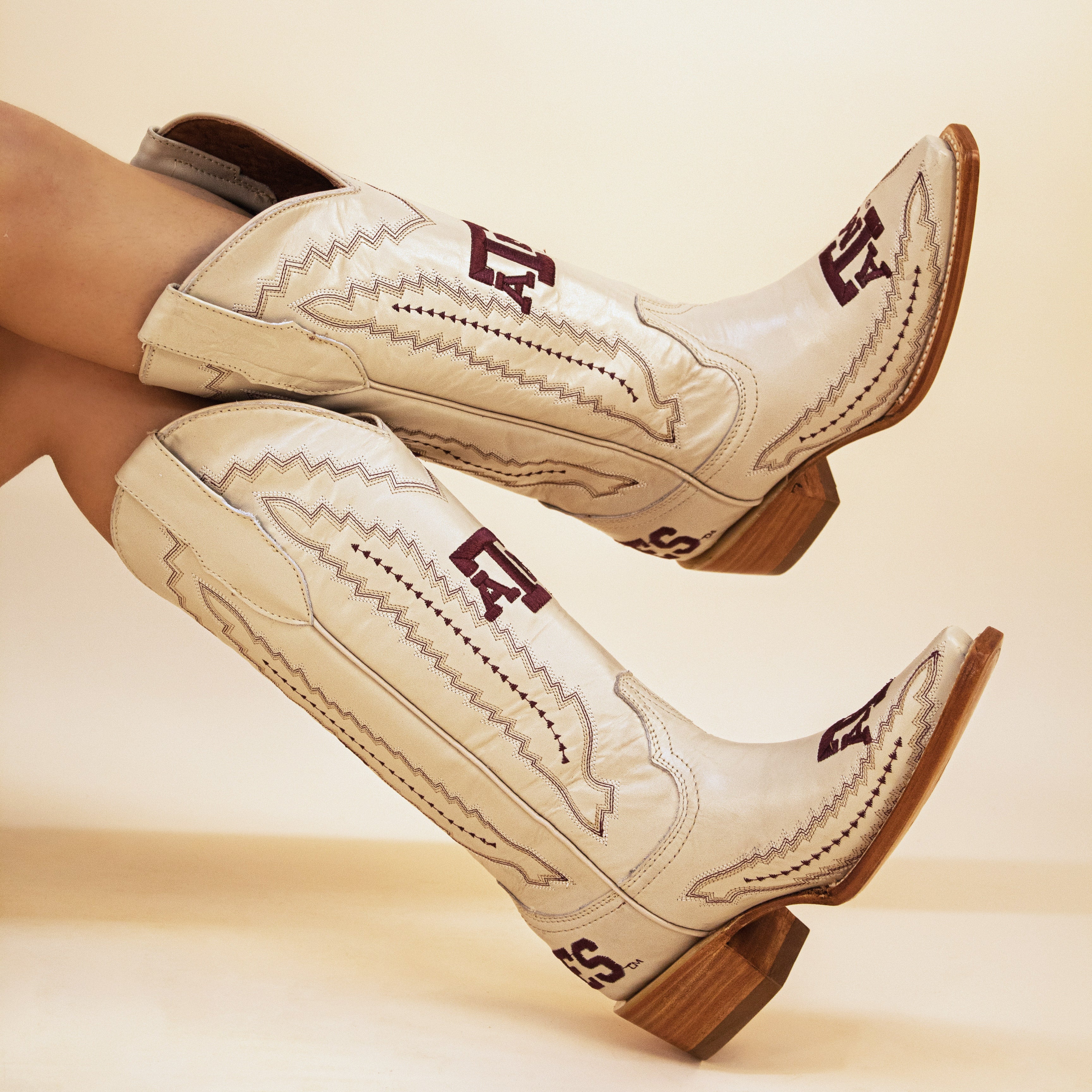 Women's Texas A&M University Bone Cowgirl Boots Naomi by Vaccari University