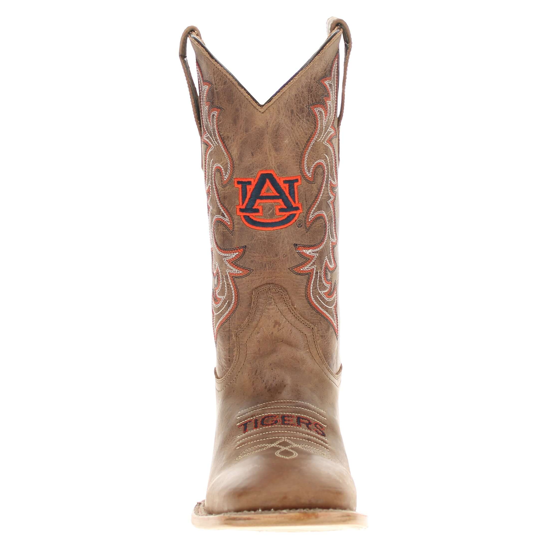 Men's Auburn University Tan Sqaure Toe Cowboy Boots by Vaccari