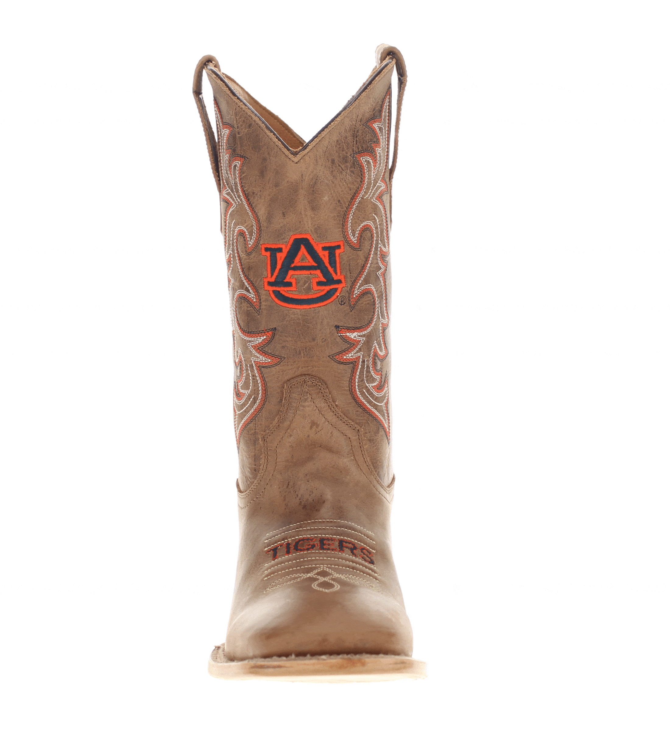 Men's Auburn University Tan Sqaure Toe Cowboy Boots by Vaccari