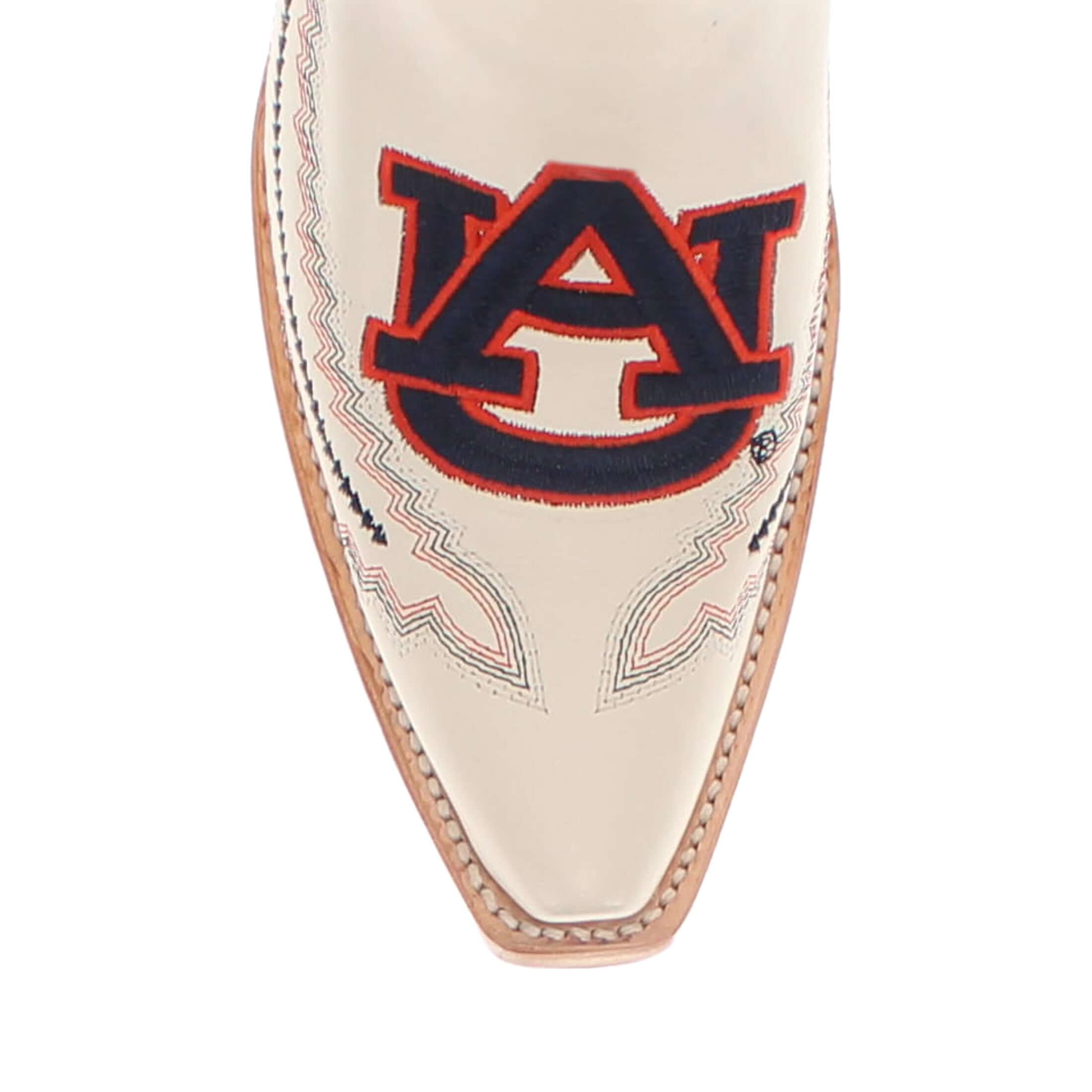 Women's Auburn University Tigers Bone Snip Toe Cowgirl Boots Naomi by Vaccari
