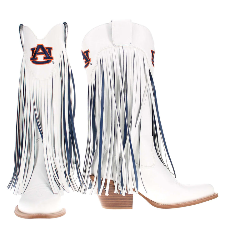 Auburn University Kacey White Fringe Boot by V By Vaccari
