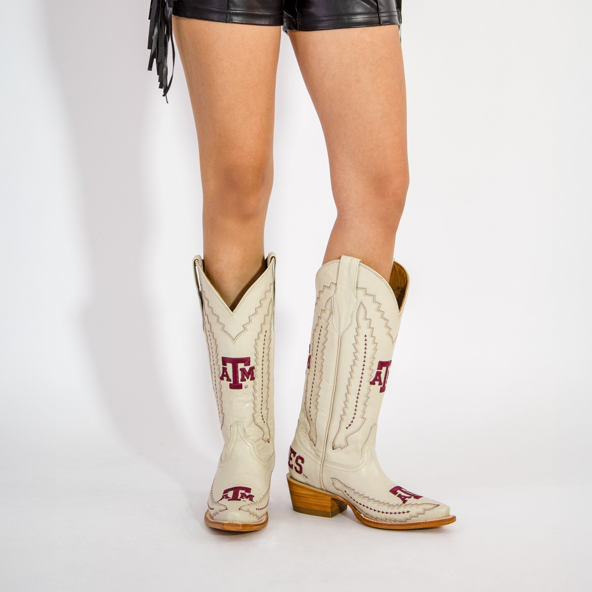 Women's Texas A&M Aggies Cowgirl Boots | TAMU White Snip Toe Boots | Officially Licensed | Naomi