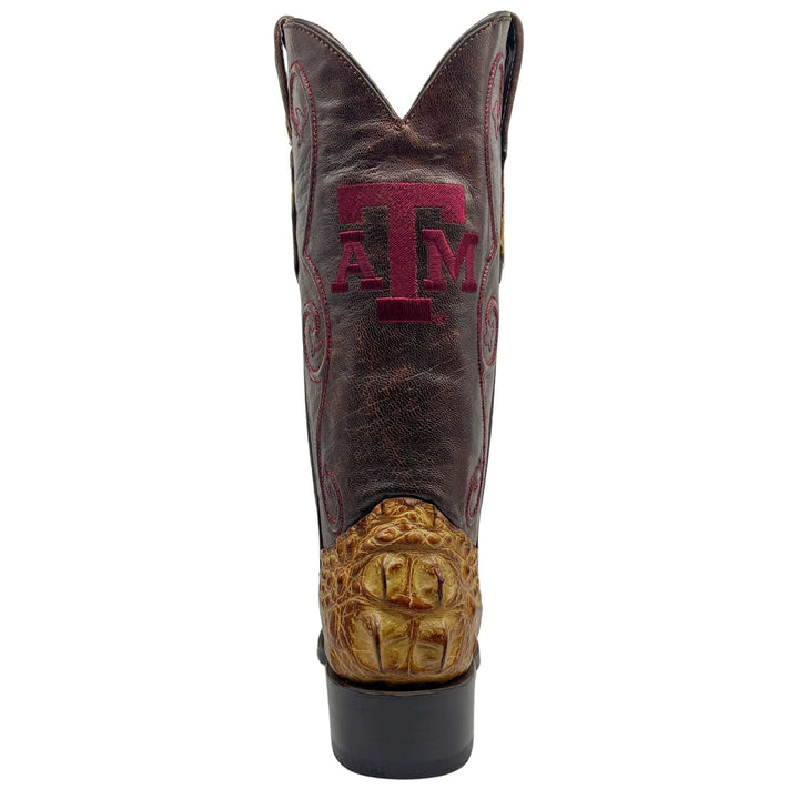 Men's University of Texas A&M Aggies Tan JW Toe Hornback American Alligator Cowboy Boots David by Vaccari