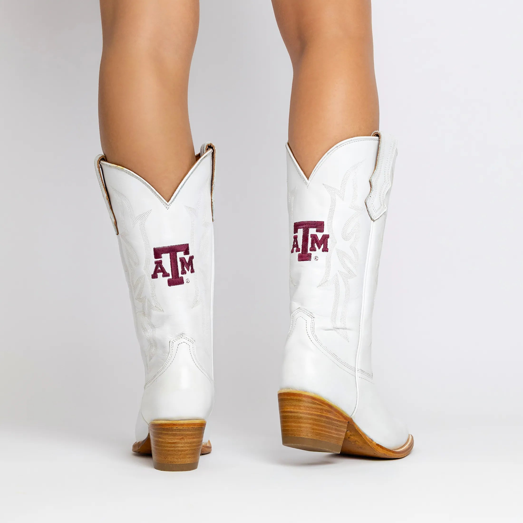 Women's Texas A&M Aggies All White Pointed Toe Cowgirl Boots Leighton Vaccari University