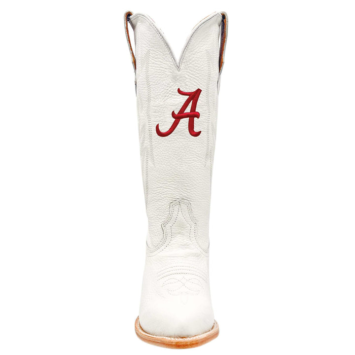 Women's University of Alabama Crimson Tide All White Pointed Toe Cowgirl Boots Leighton by Vaccari