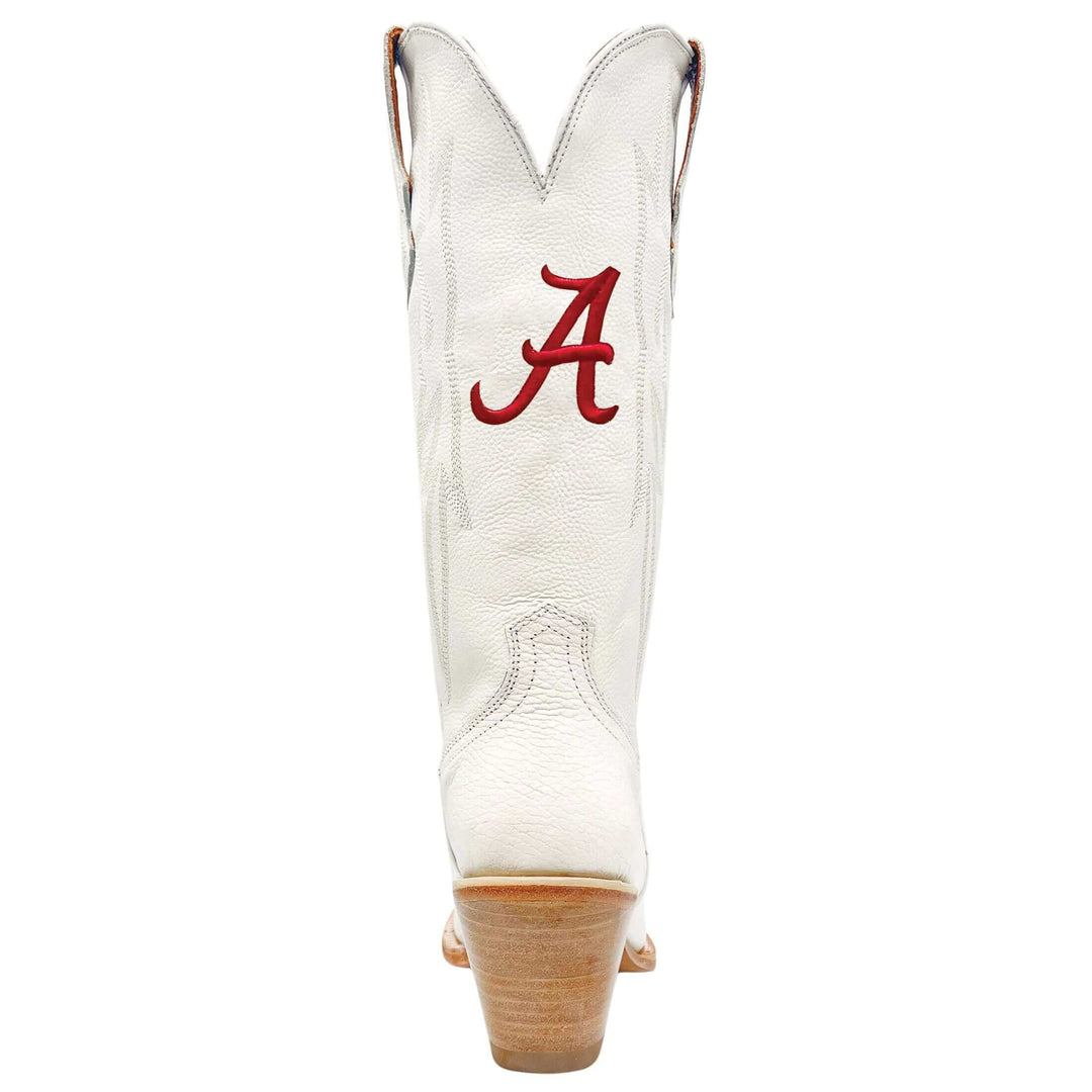 Women's University of Alabama Crimson Tide All White Pointed Toe Cowgirl Boots Leighton by Vaccari